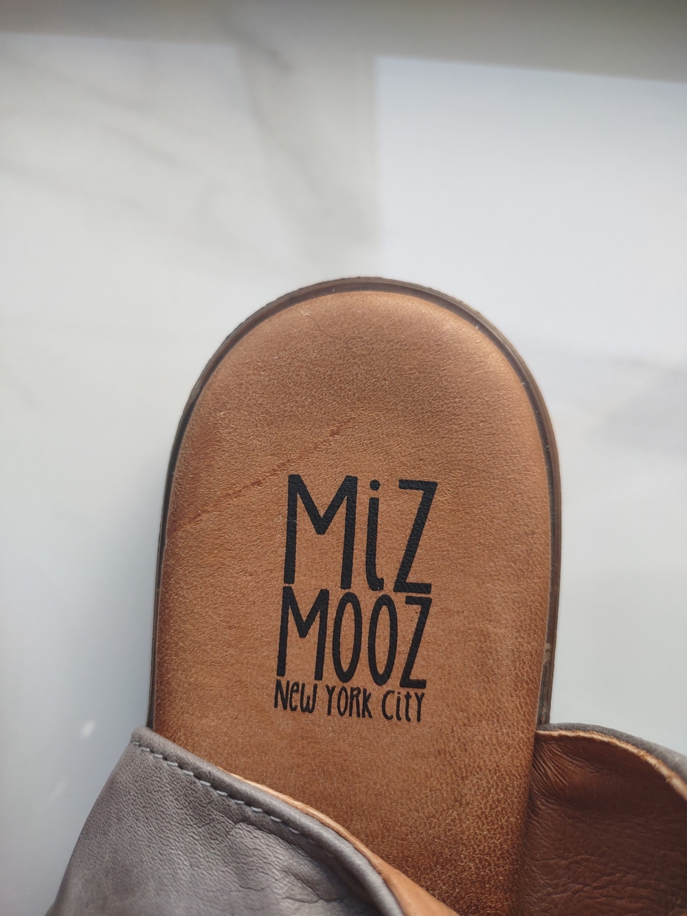 Miz Mooz Dylan Gray Leather Slingback Sandal with Side Zipper - Picture 4 of 6
